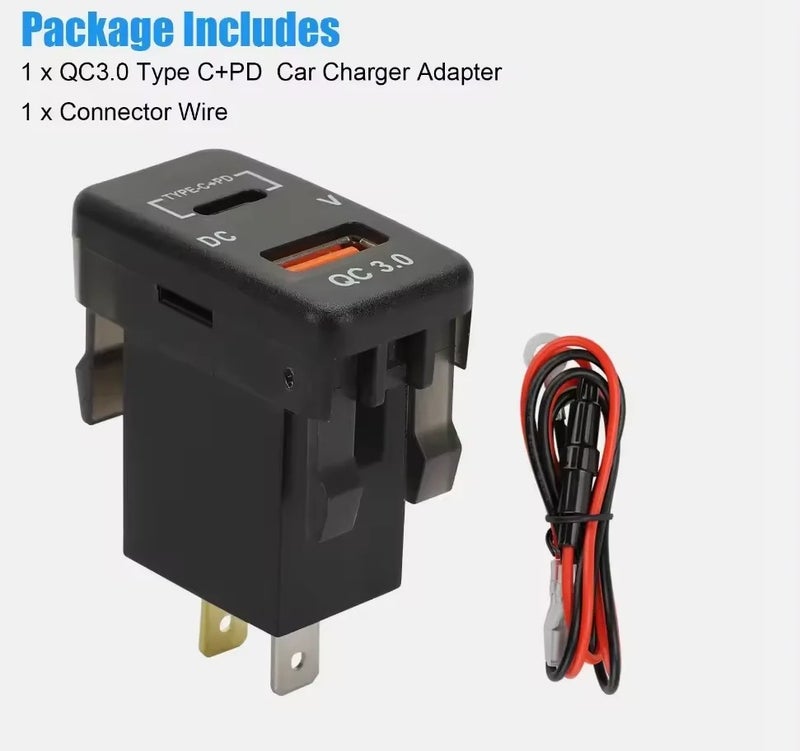 Bluejw DC 12V/24V Type C PD & QC3.0 Dual USB Car Charger Socket Adapter for Toyota - Fast Charging Automobile Charger - Image 5